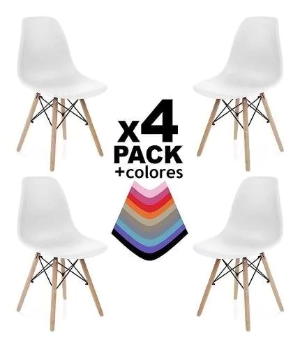 Set X 4 Silla Dsw Eames Blanca- Negra - Gris - Alto Impacto