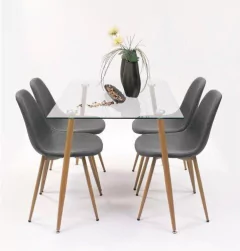 Set Mesa Vidrio Rectangular +6 Silla New Eames- Alto Impacto
