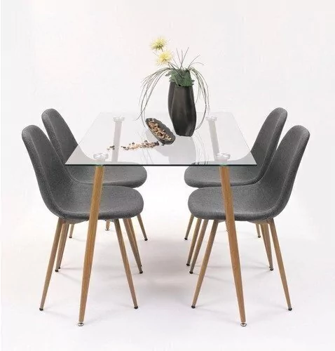 Set Mesa Vidrio Rectangular +6 Silla New Eames- Alto Impacto
