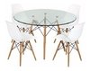 Combo Mesa Eames 100 Vidrio Madera + 4 Sillas- Alto Impacto en internet