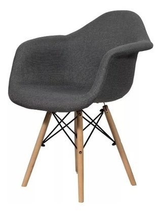 Set 2 Sillón Eames Dar Tapizada Gris Cromada - Alto Impacto