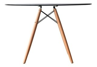 Mesa Eames Dsw Madera Vidrio Redonda 80 Cm - Alto Impacto- - ALTO IMPACTO Home + Office