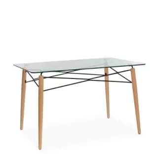 Combo Mesa Eames Vidrio 120 + 4 Sillas Eames Transparente en internet