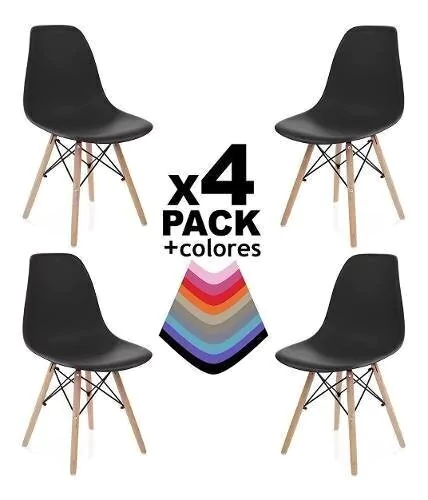 Combo 4 Silla Eames Dsw Abs Varios Colores - Alto Impacto