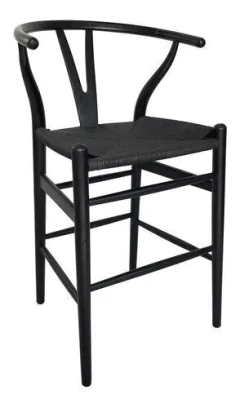 Set 2 Banqueta Wishbone Madera Natural 65 Negra Alto Impacto