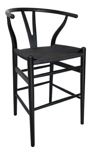 Set 2 Banqueta Wishbone Madera Natural 65 Negra Alto Impacto