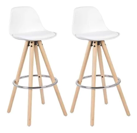 Set * 2 Banqueta Taburete Tulip Eames Madera- Alto Impacto