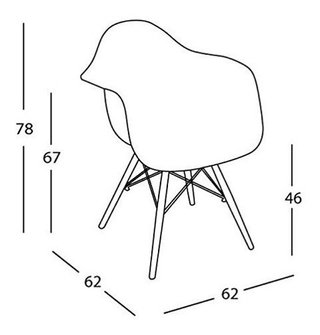 Imagen de Set X 2 Sillon Silla Eames Daw Abs Base Madera Negro- Alto Impacto