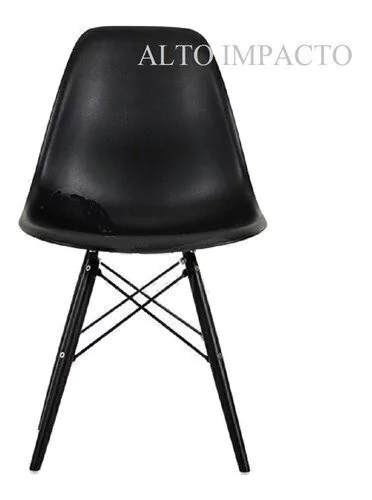 Set 4 Silla Comedor Eames Dsw Negra All Black - Alto Impacto