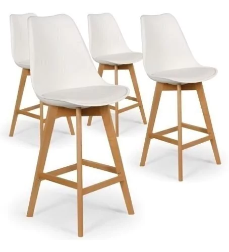 Set 4 Banqueta Taburete Tulip Escandinava 65 - Alto Impacto