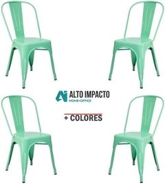 Set 4 Silla Tolix Galvanizado Exterior Metal- Alto Impacto