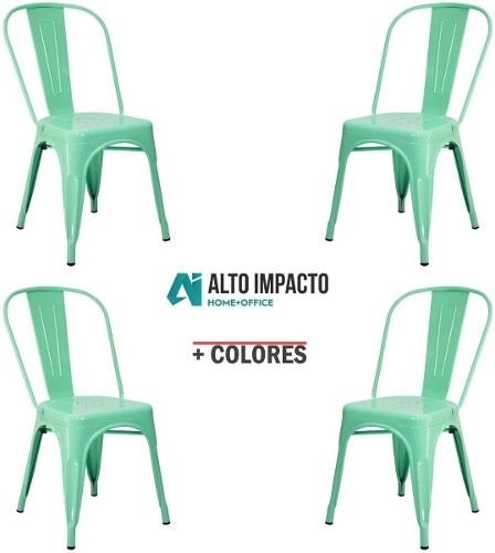 Set 4 Silla Tolix Galvanizado Exterior Metal- Alto Impacto