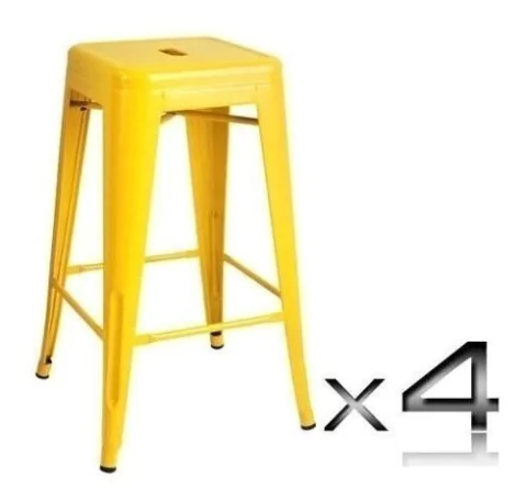 Set 4 Banqueta Taburete Tolix Metálico Colores- Alto Impacto