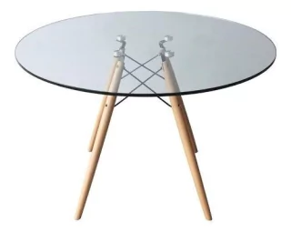 Mesa Eames Dsw Madera Vidrio Redonda 100 Cm - Alto Impacto- - comprar online
