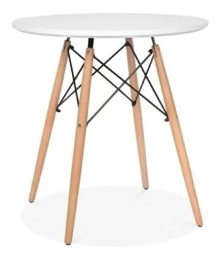 Mesa Eames 80 Dsw Pata Madera Redonda Laca- Alto Impacto