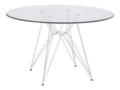 Mesa Redonda Eames Vidrio Base Eiffel 120 Cm- Alto Impacto