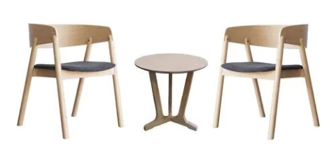Set 2 Silla Sillón C/ Apoyabrazos + Mesa Ratona Escandinavo