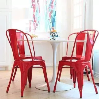 Combo Mesa Tulip 120 Cm + 4 Silla Tolix Metal - Alto Impacto