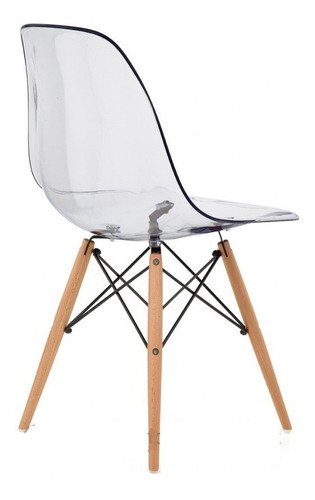 Set 6 Silla Eames Dsw Transparente Pata Madera- Alto Impacto - ALTO IMPACTO Home + Office