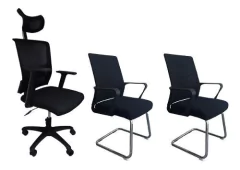 Sillón + 2 Sillas Oficina Work Pc Ergonómicos Alto Impacto