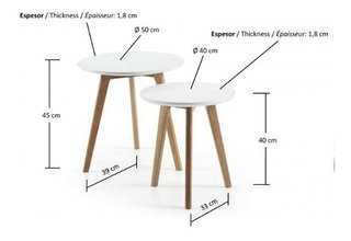 Set 2 Mesa Ratona Escandinava 40-50 Cm Blanca - Alto Impacto en internet