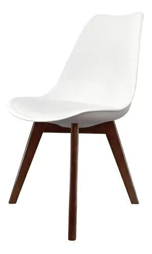 Set 4 Silla Tulip Escandinava Eames Base Madera Oscura