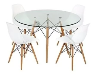 Combo Mesa Eames Vidrio 100 + 4 Sillas Eames- Alto Impacto en internet