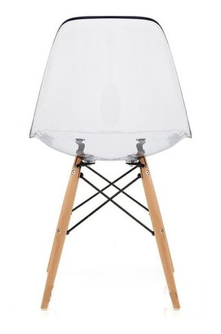 Set 6 Silla Eames Dsw Transparente Pata Madera- Alto Impacto - tienda online