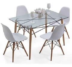 Combo Mesa Eames Vidrio 140 * 80 + 2 Sillas - Alto Impacto