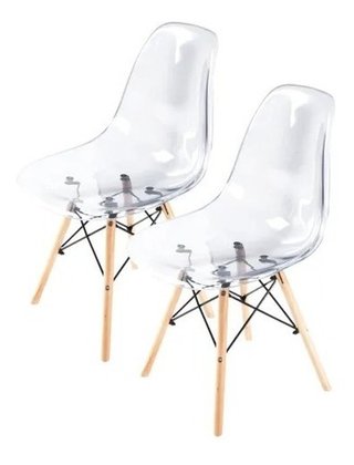 Set 6 Silla Eames Dsw Transparente Pata Madera- Alto Impacto - comprar online