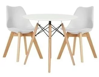 Combo Mesa Eames 80 + 2 Silla Tulip Tapizada - Alto Impacto