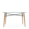 Combo Mesa Eames Vidrio 120 + 4 Sillas Eames Transparente - ALTO IMPACTO Home + Office