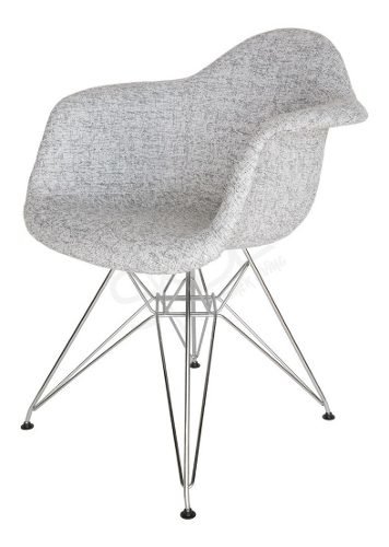 Set 2 Sillón Eames Dar Tapizada Gris Cromada - Alto Impacto