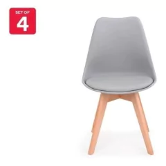 Set * 4 Silla Tulip Escandinava Eames Base Madera - Alto Impacto