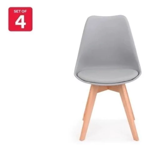 Set * 4 Silla Tulip Escandinava Eames Base Madera - Alto Impacto