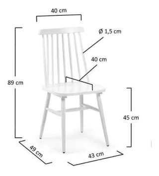 Set * 4 Silla Comedor Madera Windsor L Nordica- Alto Impacto