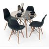 Set Mesa Eames Vidrio Cocina Comedor + 4 Silla Alto Impacto - ALTO IMPACTO Home + Office