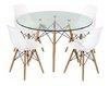 Combo Mesa Eames 100 Vidrio Madera + 4 Sillas- Alto Impacto