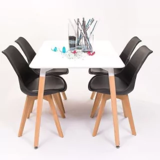 Combo Mesa Eames 160 + 4 Silla Tulip - Alto Impacto - ALTO IMPACTO Home + Office