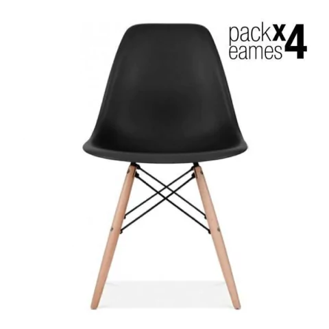 Set 4 Silla Eames Dsw Comedor Pata Madera + 12 Pagos- Alto Impacto