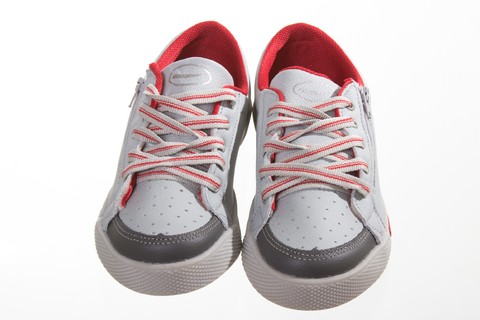 11579 - Infantil Masculino Sapatênis cinza com vermelho cadarço Ortopassso