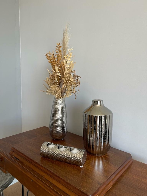 Candelabro triple plateado