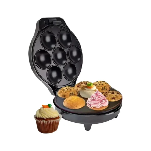MAQUINA DE CUPCAKES ANTIADHERENTE MUFFIN 7 UNIDADES COCINA COLOR NEGRO ORYX ORC02