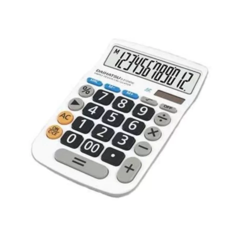CALCULADORA DAIHATSU DE1240 DE ESCRITORIO SOLAR 12 DIGITOS COLOR BLANCO ALTO IMPACTO