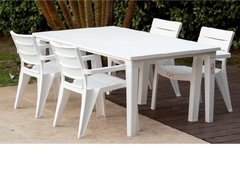 MESA FUTURA + 4 SILLAS BLANCAS IBIZA