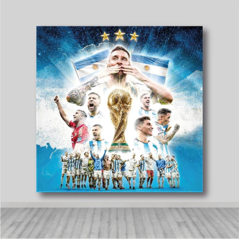Cuadro cuadrado Argentina Campeón del mundo 2022 equipo