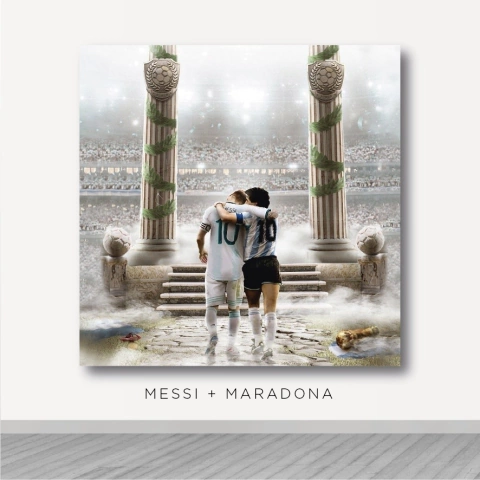 Cuadro Rectangular Maradona- Messi  #39