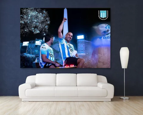 Racing Club Campeon 18 Cuadros Rectangulares # 74 Licha festejo obelisco