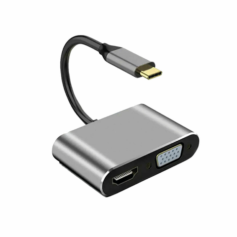Adaptador Tipo C a HDMI+VGA+USBC+USB Netmak 4 en 1