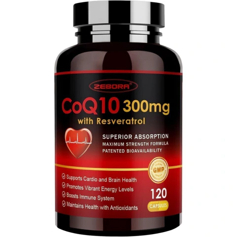ZEBORA CoQ10 300mg con Resveratrol y Vitamina E 120 Cápsu...